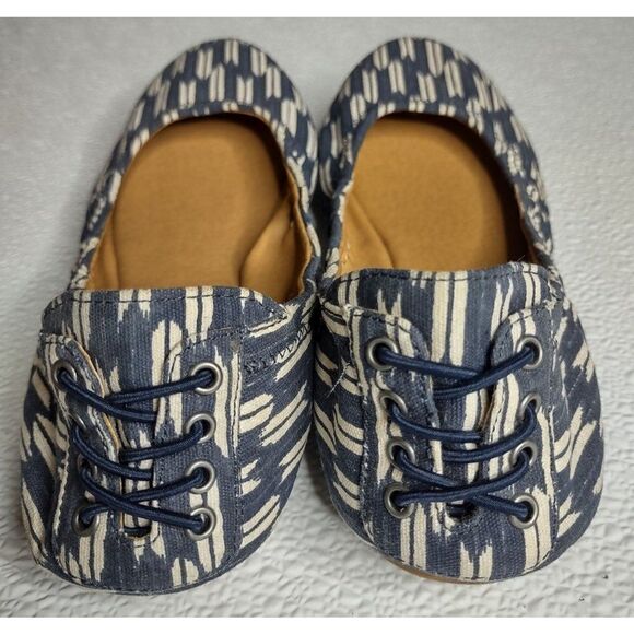 Lucky Brand Echo 3 Navy Blue and White Ballet Flats Size 7.5M - Picture 3 of 12
